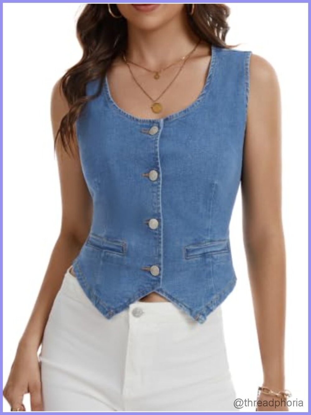 Women's Stretchy Denim Vest Y2K Cowgirl Style Sleeveless Country Concert Top